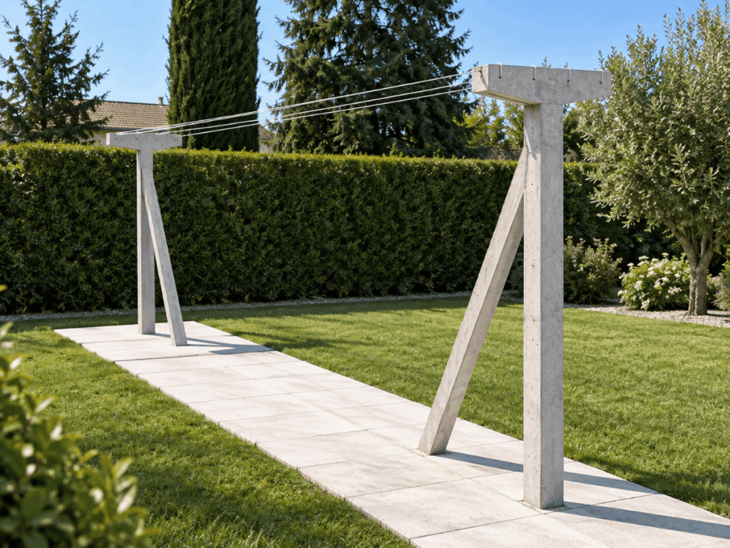 Étendoir à linge d'extérieur (béton ou tube fer)