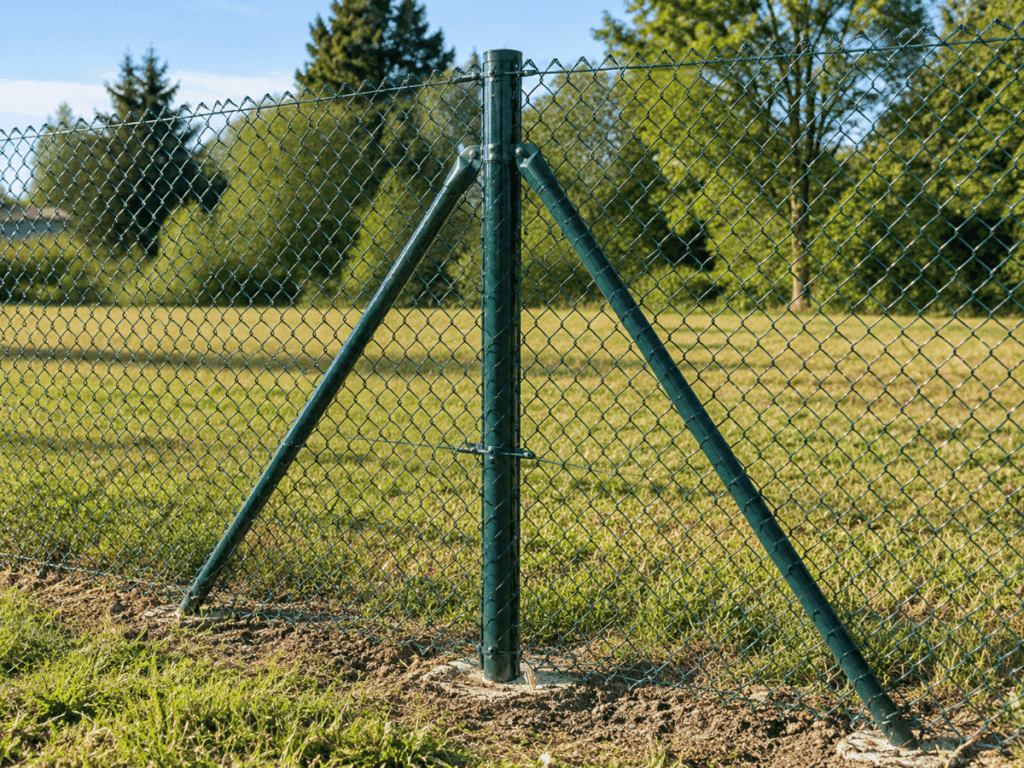 Poteau fer tube Ø48 à crémaillère pour clôture grillagée